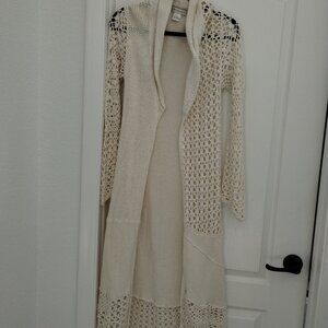 Long sleeved knit/crochet cardigan